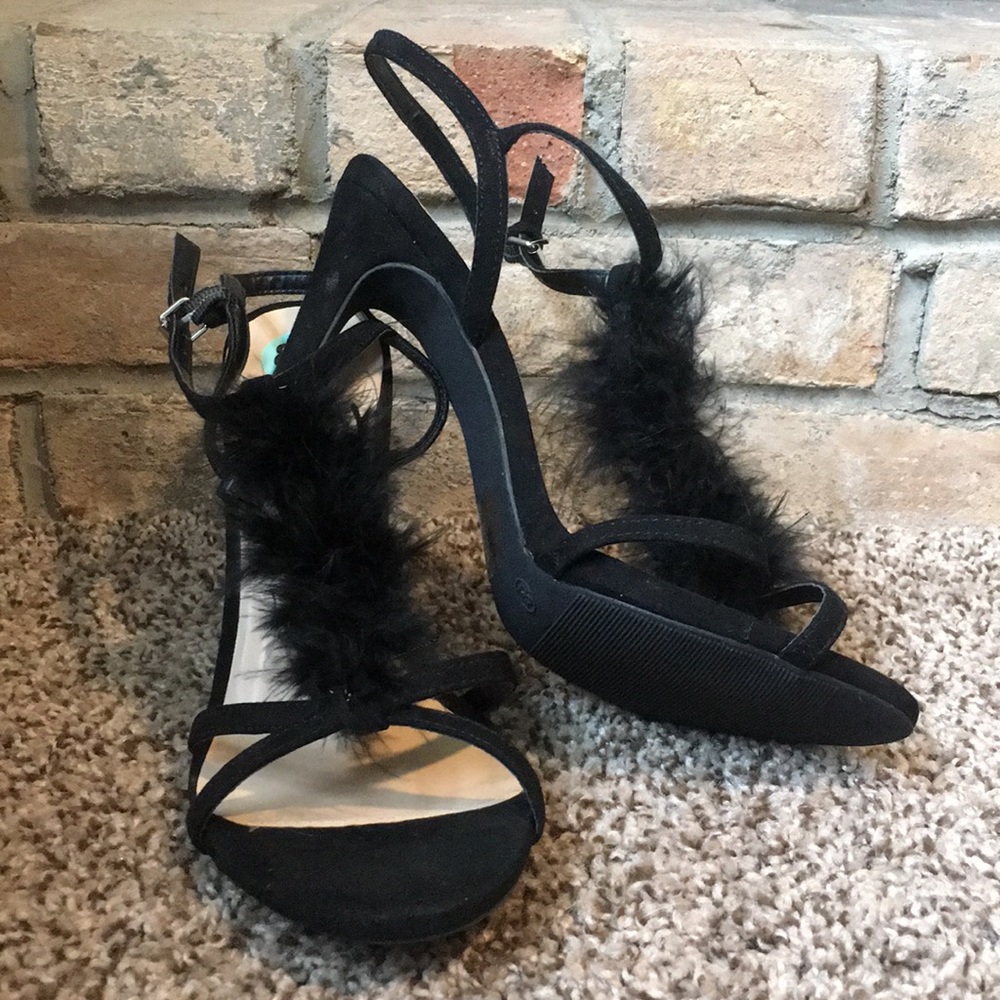 Strappy Heels with feathers